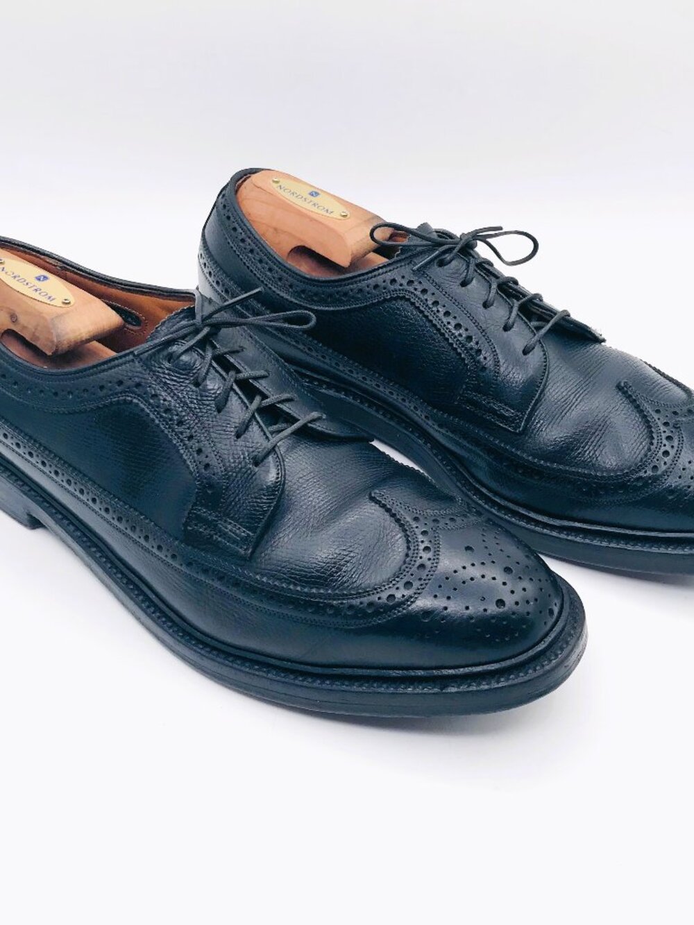 Florsheim Imperial Duality 92604 Black Pebbled Wingtip V Cleat Shoes Mens 8.5 D